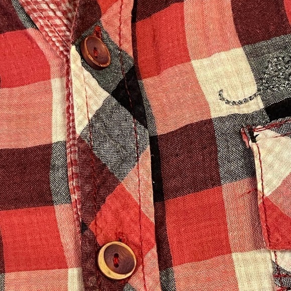 Don Ed Hardy Men's Skull Beaded Button Down Plaid Shirt Size Small - Picture 5 of 8